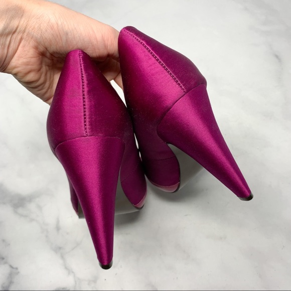 ASH for PEDDER RED Silk Leather Platform Pumps 39 - Picture 6 of 10